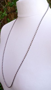Vintage Italy Sterling Silver Long Rope Twist Chain Necklace